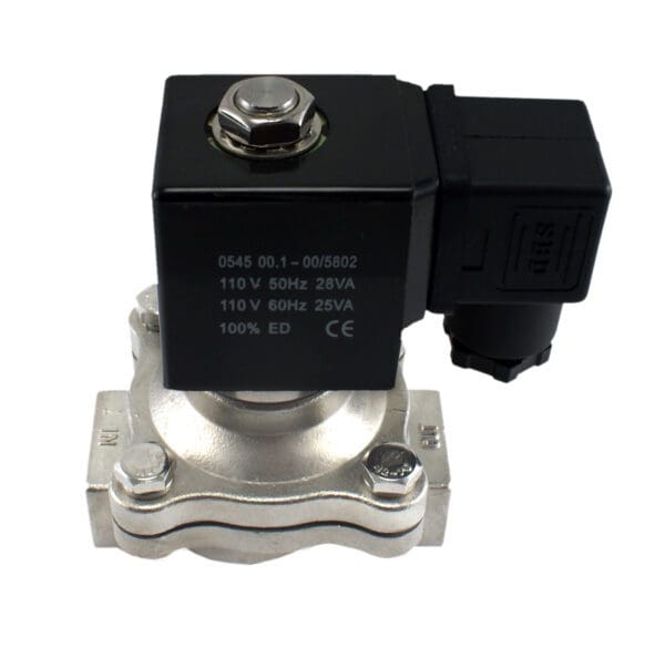 A 3/8" Inch Stainless Electric Water Solenoid Valve Normally Closed on a white background.