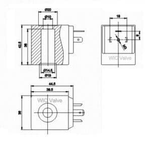 2W Series Solenoid Coil Dimensions