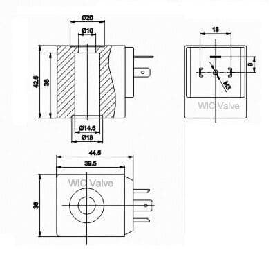 2W Series Solenoid Coil Dimensions