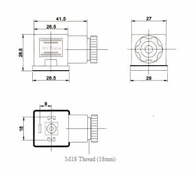 DIN 43650A Connector Dimensions