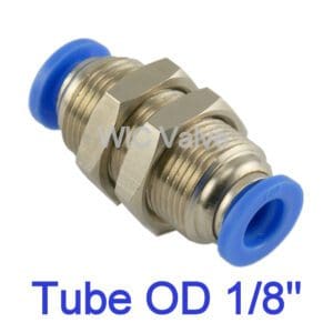 Bulkhead Union Connect Tube OD 1/8" Quick Release One Touch Fitting