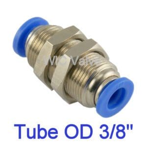 Bulkhead Union Connector Tube OD 3/8" Quick Release Push In To Connect Fitting